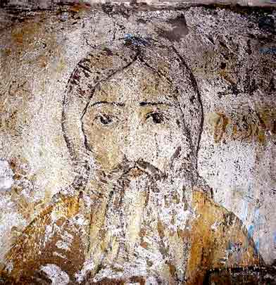Изображение святого (Иисуса Христа -?) византийского периода. Ихображение в монастыре. Израиль. (фото Лимарева В.Н.)