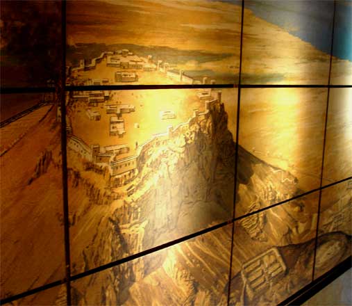 Крепость Масада времен Ирода Великого. Витраж в музее Масада. Израиль. Фото Лимарева В.Н.